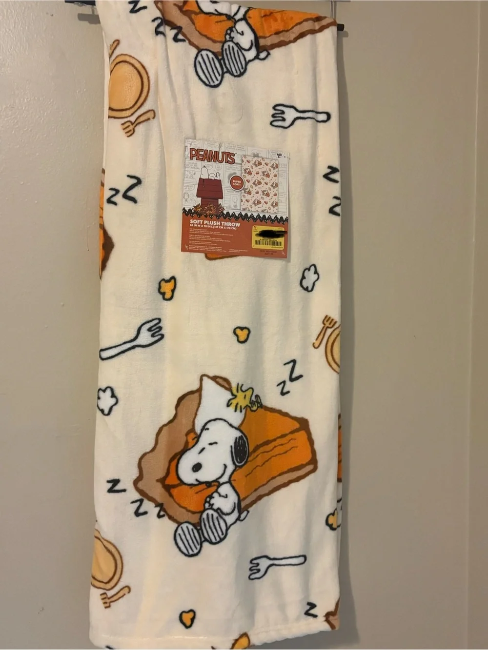 Peanuts Snoopy Pumpkin Pie Thanksgiving Soft Plush Throw Blanket NWT 50x70